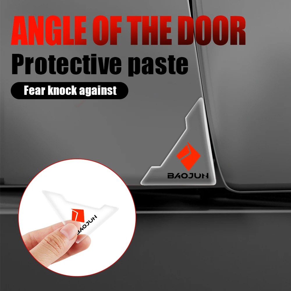 

2pcs Car Front Door Corner Anti-collision Protector Transparent Silicone for BaoJun Auto Angle Door Bumper Anti-Scratch Cover