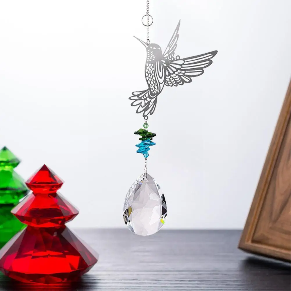 

Hummingbird Crystals Wind Chime Hanging Tree Catcher Rainbow Pendants Crystal Decoration Prisms Wind Chimes Garden Hanging Z8S9