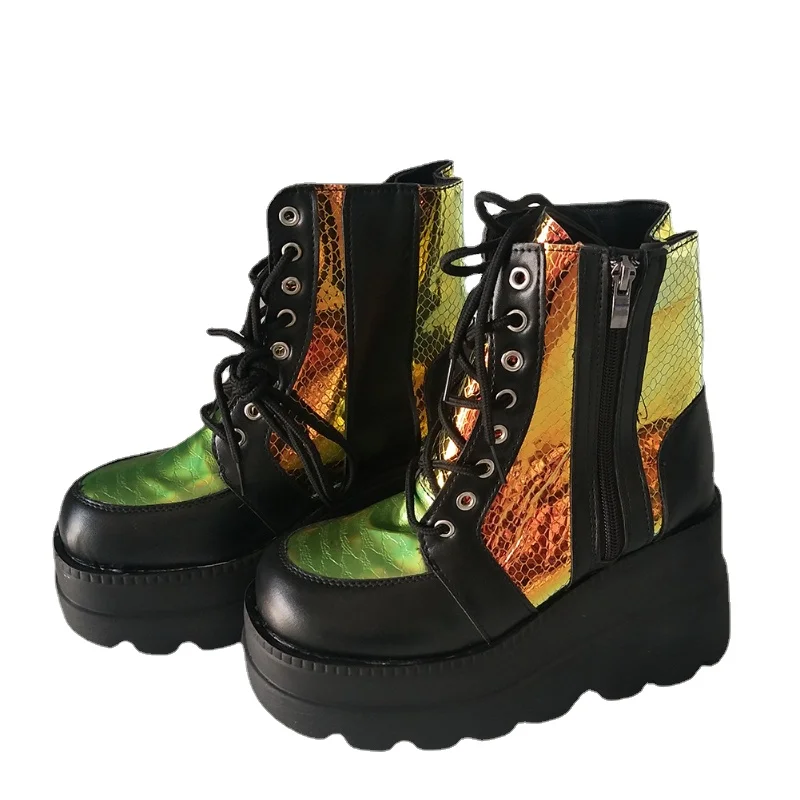 

Women's Boots New European and American Sponge Cake Thick Sole Colorful High-top Casual Large Size Women's Shoes Women's Boots