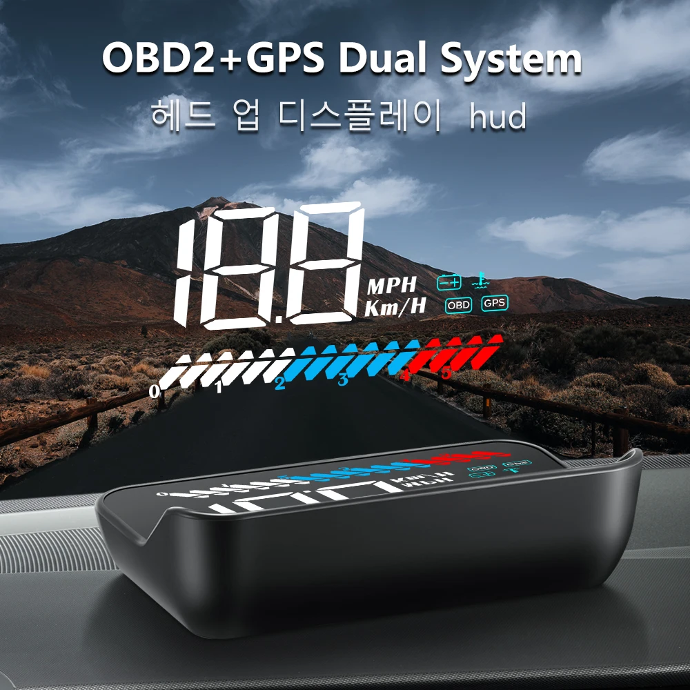HUD Dual System OBD2 GPS Head Up Display для автомобильного спидометра проектора с отображением