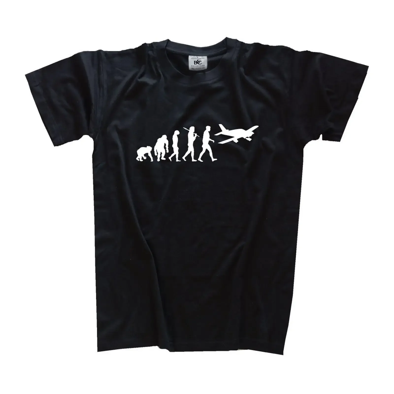 Фото Футболка T Shirtzshop Evolution Flugzeug: винтажный стиль, дизайнерская одежда, легкий топ для повседневной носки, комфортная. №1