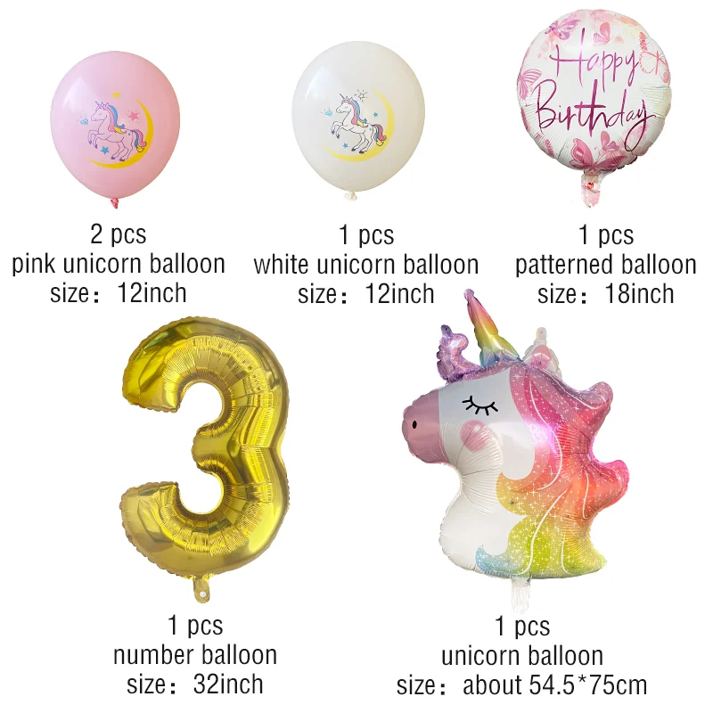 6 шт./компл. украшение для детского дня рождения с единорогом из алюминиевой