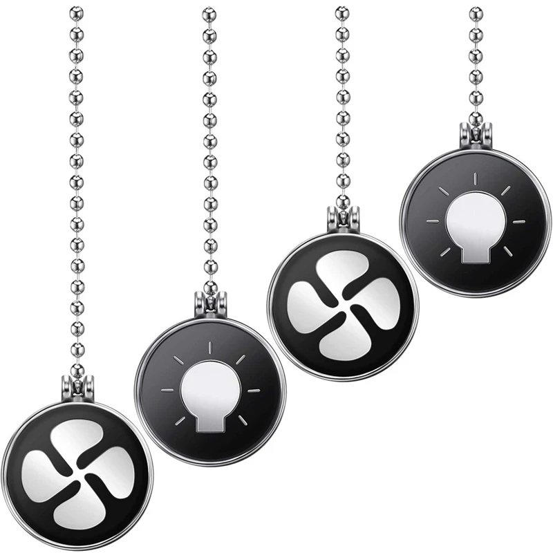 

New-Ceiling Fan Pull Chain Set, 4Pcs Light Bulb And Fan Pattern Pull Chain Ceiling Fan Chain Extender With Ball Fan Chain