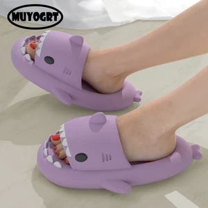 2022 Platform Cute Shark Slippers Women Men Indoor Bathroom Slides Couples Summer Shoes Soft EVA Fem