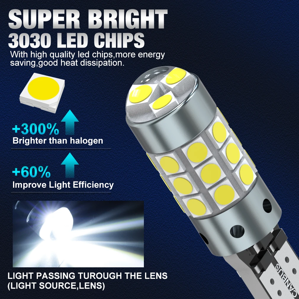Фото XSTORM T10 Светодиодная лампа W5W LED 168 194 Canbus Nor Error 27SMD 3030 Автомобильные сигнальные огни Габаритная лампа номерного знака 6000K Белый 12 В №2