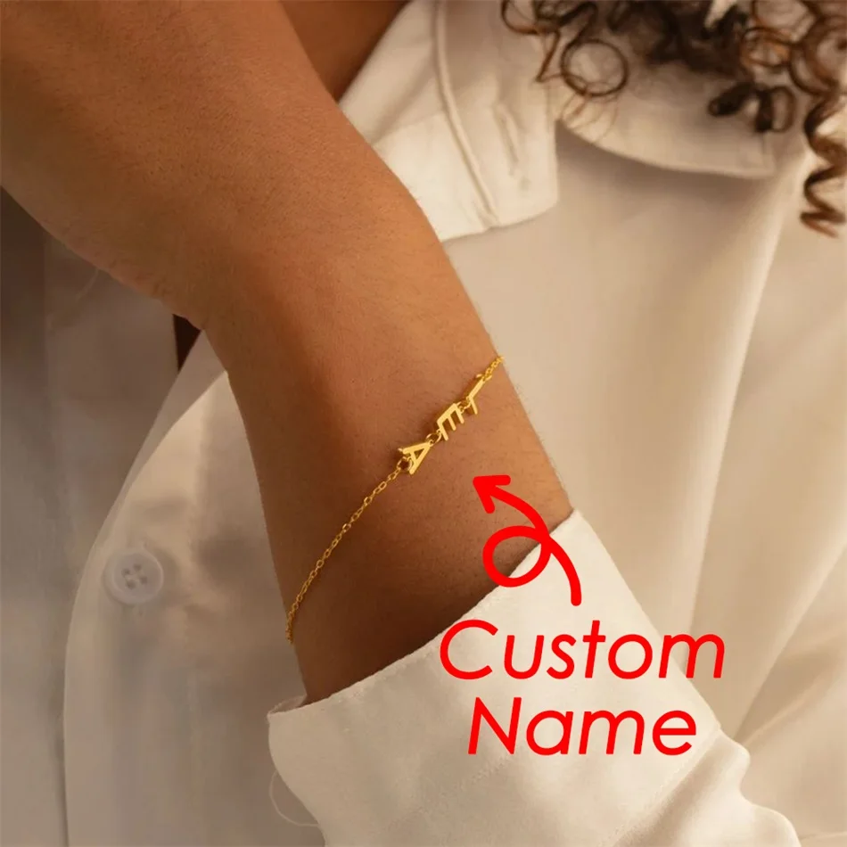 Orazio Personalized Name Bracelet Women Girls Stainless Steel Chain Letter Customized Charm Bracelets Unique Custom Jewelry Gift