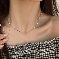 simple temperament imitation pearl silver color womens neck chain party charming female clavicle necklace fashion jewelry