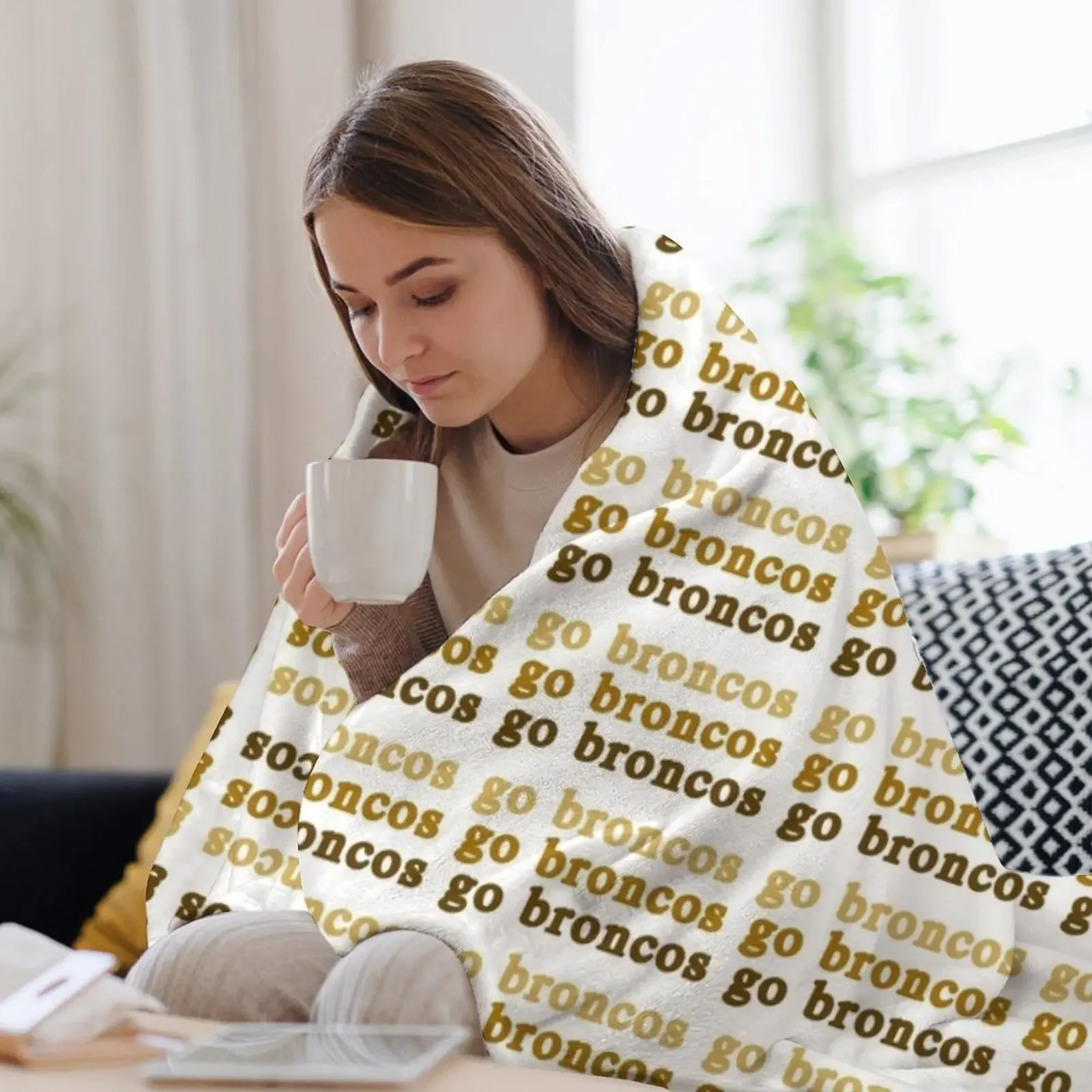 GO BRONCOS // WESTERN MICHIGAN UNIVERSITY Фланелевый плед