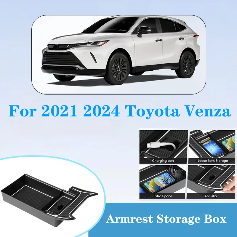 Фото Органайзер для центральной консоли Autorder, 2 шт., для Toyota Venza 2021-2024, аксессуары, ящик для хранения в подлокотнике, дополнительный вкладыш с противоскользящим покрытием №1