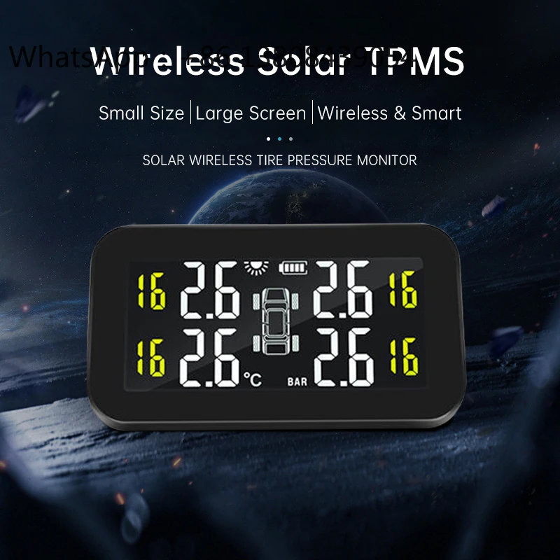 Фото Высококачественная беспроводная система контроля давления в шинах (TPMS) на солнечной энергии с ЖК-дисплеем и 4 внутренними датчиками №3