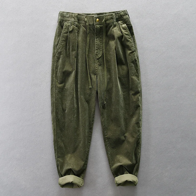 

Брюки мужские вельветовые эластичные, винтажные свободные штаны с широкими штанинами, хлопок, повседневные мягкие удобные, 4Xl, Осень-зима