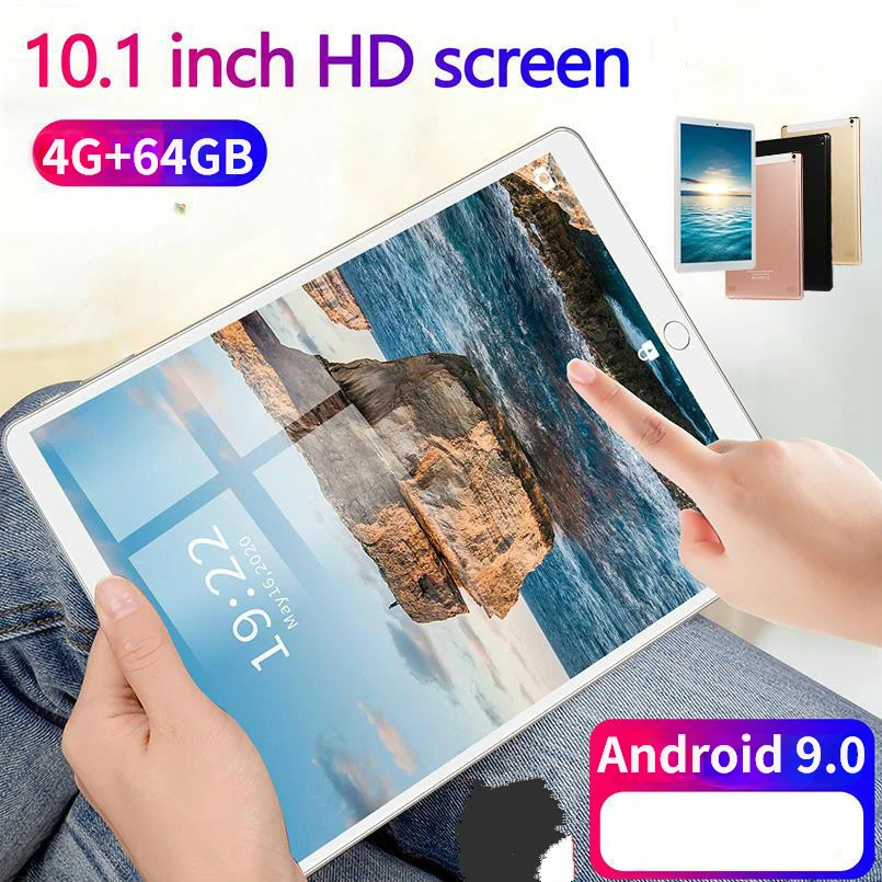 New 10.1 Inch New Tablet 4G+64G Android 9.0 WiFi Tablet PC Dual SIM Dual Camera Rear 5.0MP IPS Bluetooth WiFi Android Tablet