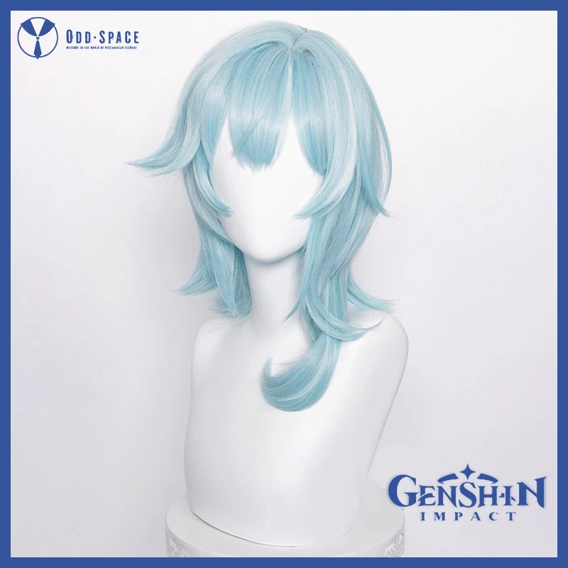 Genshin ударопрочная игра рыцарь Eula синий парик длинный Рождественский для девочек