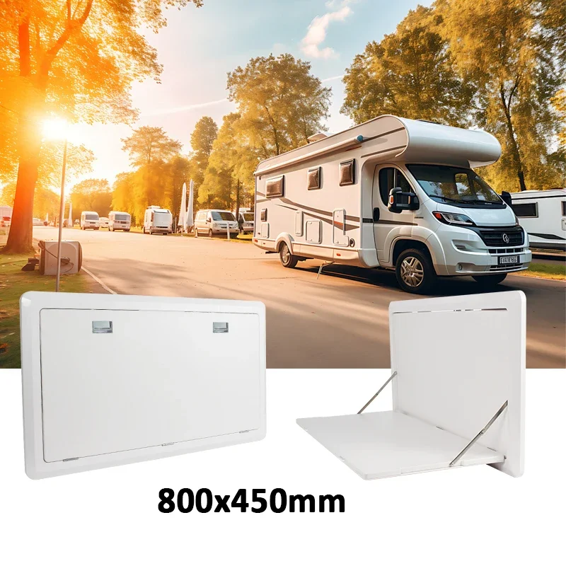Аксессуары Heyrv Caravan 800*450Mm Rv Opvouwbare Tafel Met Led Licht Witte Camper Eettafel Externe Afs Astebare Muur