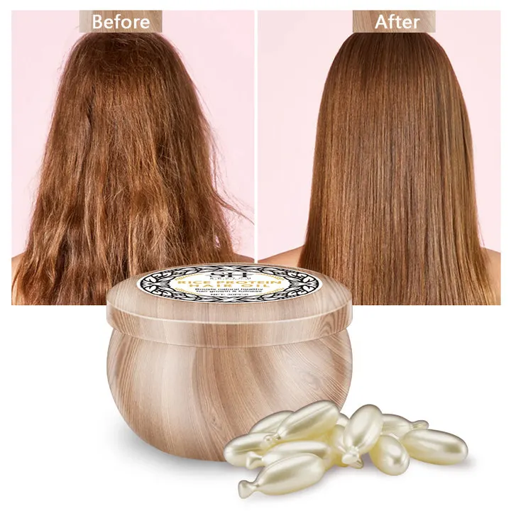 

30pcs Rice Water Capsule Keratin Oil Smooth Silky Hair Serum Oil Anti Hair Loss Repair Damaged Hair Essential Oil Sevich