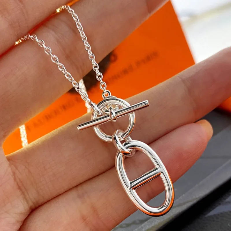 

Pig Nose Children's Necklace Advanced INS Fashion Spicy Girl Network Red H Clavicle Chain Network Red Popular Pendant