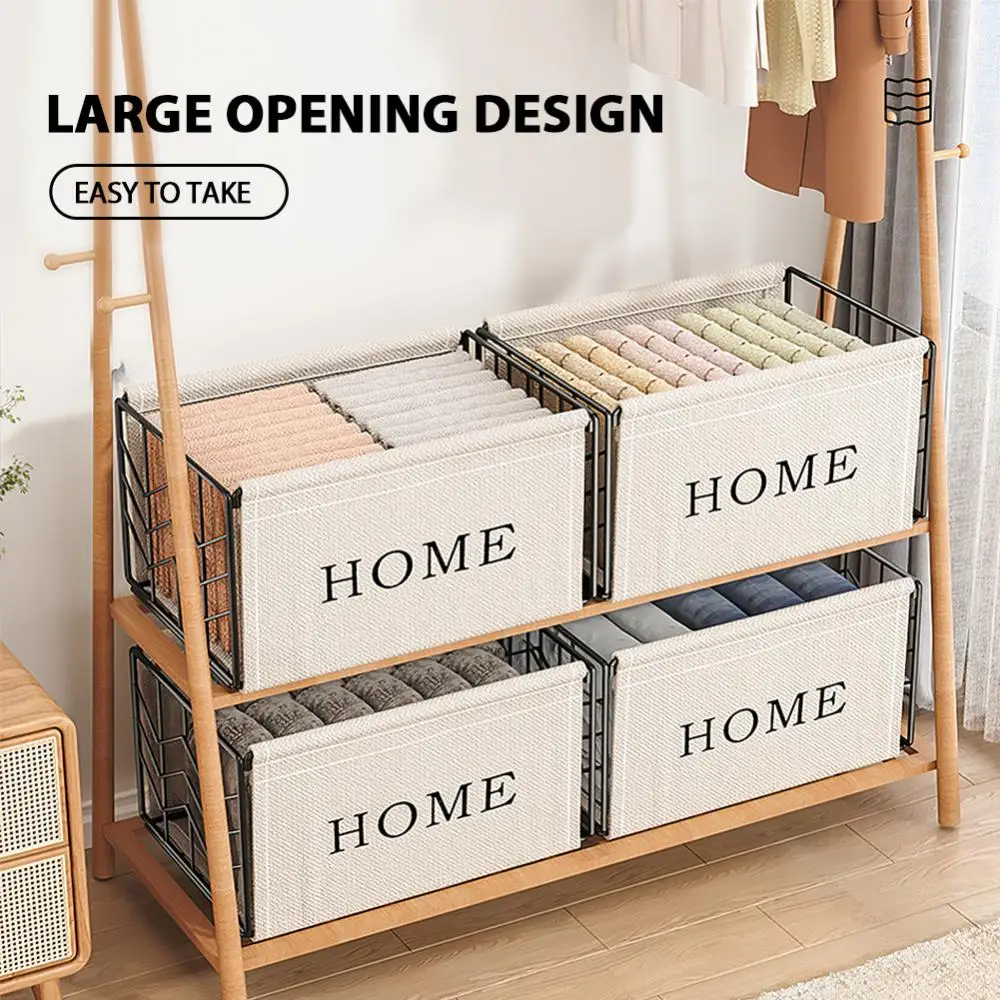 

Fabric Storage Box Convenient Care Strong Clothes Storage Basket Large Capacity Metal Wardrobe Sorting Storage Box Durable