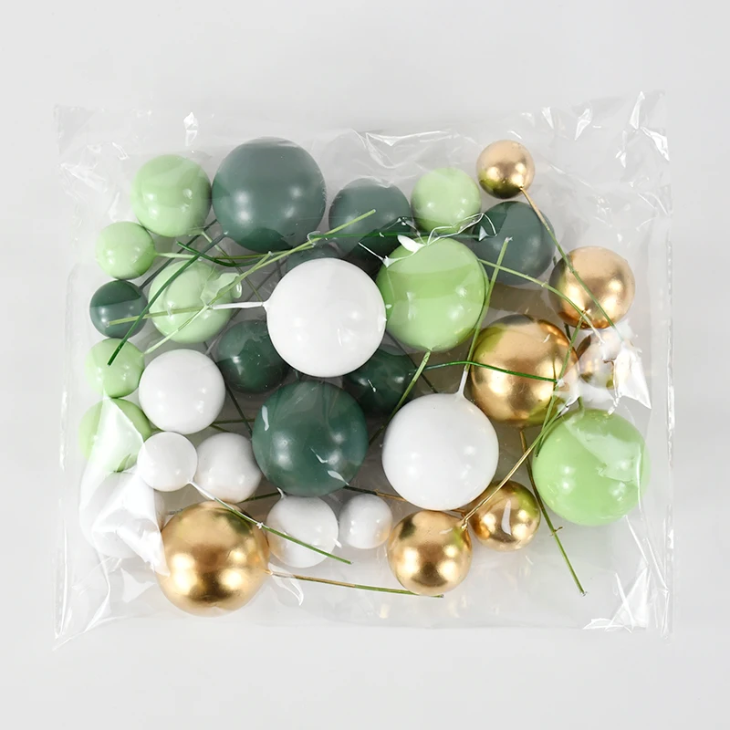 32 Шт. Мини-зеленые Шарики Из Пенопласта И Палочки Для Украшения Торта Сувениры