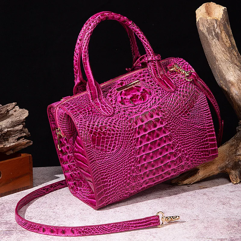 Сумка-тоут женская трапециевидная из кожи крокодила