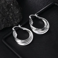 gaabou 2021 trend new silver 925 hoops earrings for women luxury female four coils 32mm3 2cm luxury accessories for jewelry