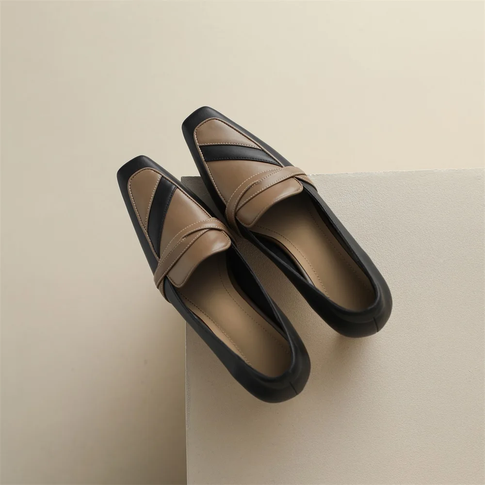 Cialisa Women Pumps New 2023 Spring Fashion Genuine Leather Mixed Colors Shoes Square Toe Strange Style High Heel Lady Footwear