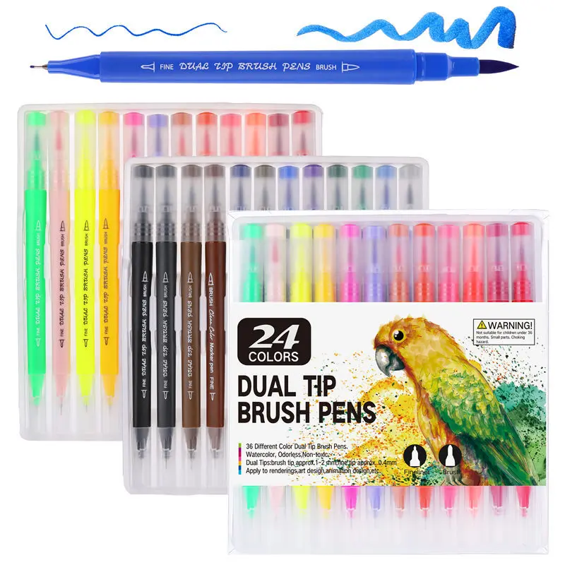 

Набор маркеров для творчества с двойным наконечником, ручки с тонкими цветными наконечниками для художников, для детей и взрослых, раскраска для книг, 24 цвета