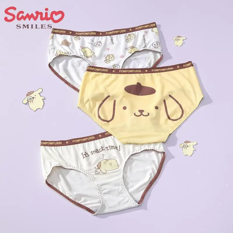 

Трусики Sanrio Y2K с помпоном, аниме кавайные девушки, комбинированные, антибактериальные, милые, дышащие, тонкие, подарок, 3 шт.