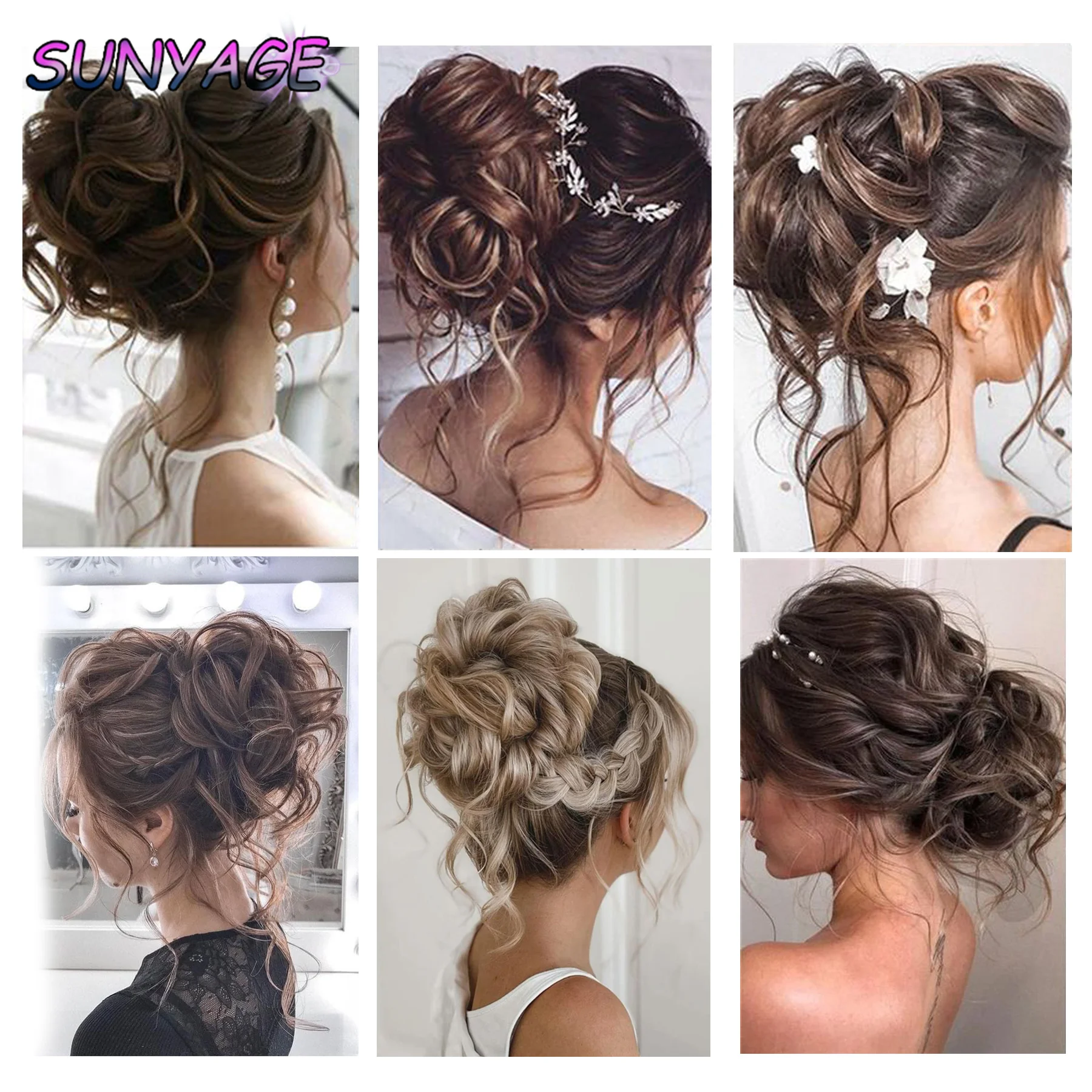 SUNYAGE синтетические спутанные кудрявые волосы в пучок шиньон для наращивания