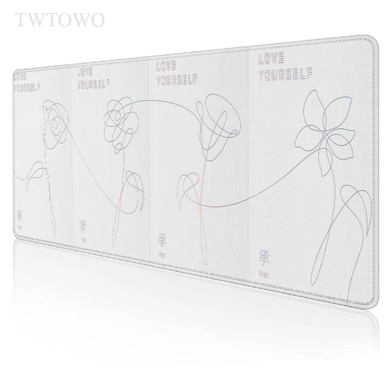 

Love Yourself Flower Kpop Mouse Pad Gamer XL New Large Mousepad XXL Desk Mats Carpet Natural Rubber Office Desktop Mouse Pad