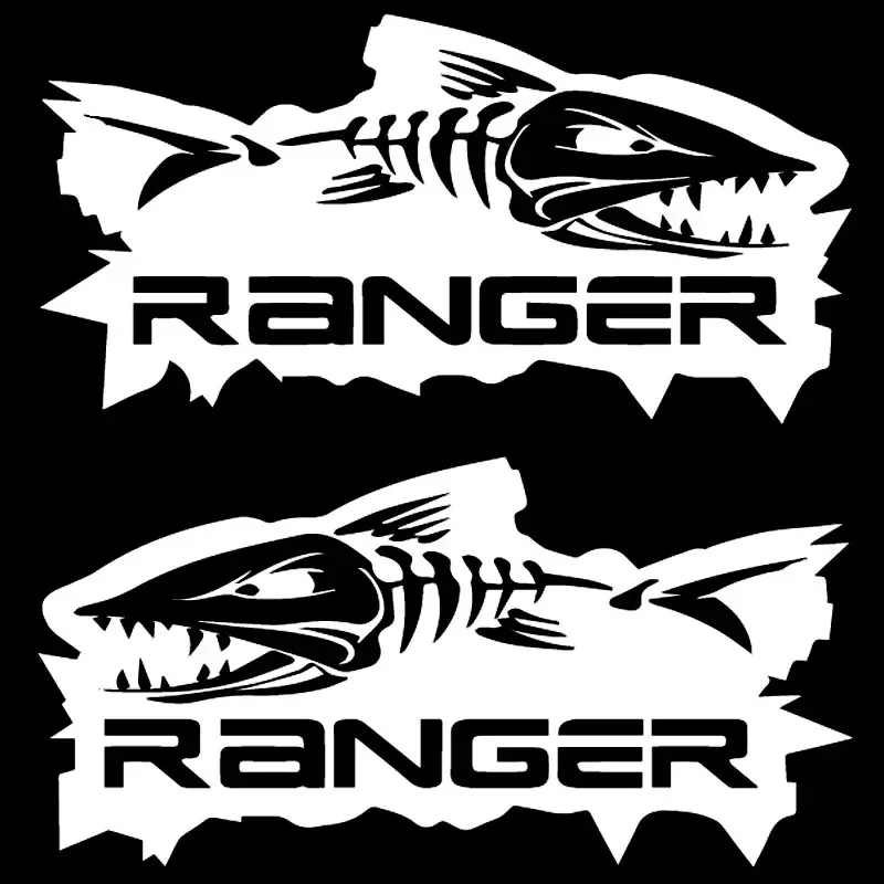 

YJZT RANGER Fish Ute пара большая рыбацкая лодка автомобильные наклейки виниловая наклейка черный/серебристый 50 см x 25 см