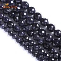 natural faceted starry sand stone beads round loose spacer beads for diy jewelry making bracelets necklace 4 6 8 10 12mm 15inch