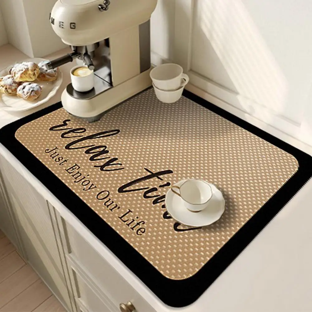 

Drain Pad Non-slip Rectangular Kitchen Counter Absorbent Cup Mug Draining Mat Long Lasting Coffee Bar Mat Kitchen Gadget