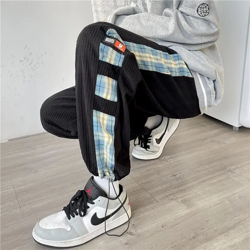 

Новый стиль, Осенние клетчатые простроченные вельветовые брюки, мужские Модные трендовые Свободные повседневные Комбинезоны, брюки-карго, ...