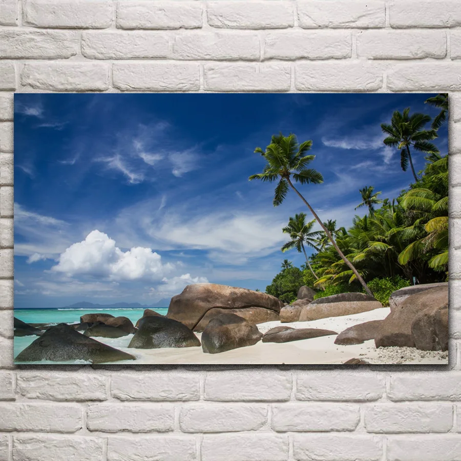 

beach maldives palms sand summer landscape living room home decoration art fabric posters on wall picture KR359