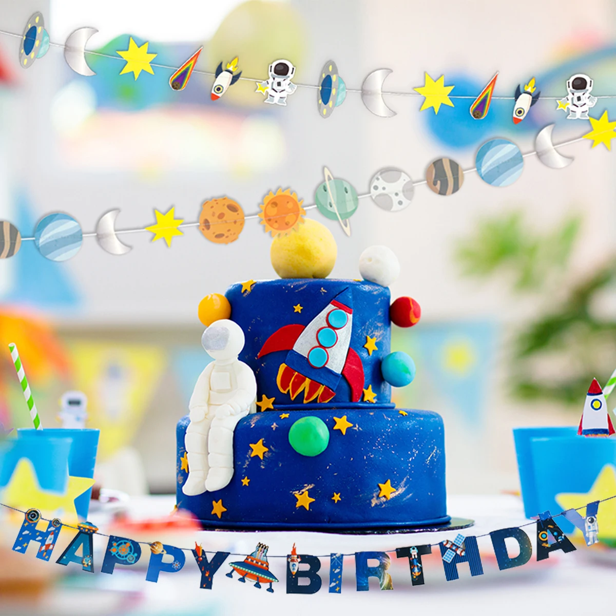 

Висячие украшения на солнечной батарее, баннер, гирлянда на день рождения с космосом, украшение для тематической вечеринки в виде астронавта, галактики, детская вечеринка в честь Дня рождения мальчика