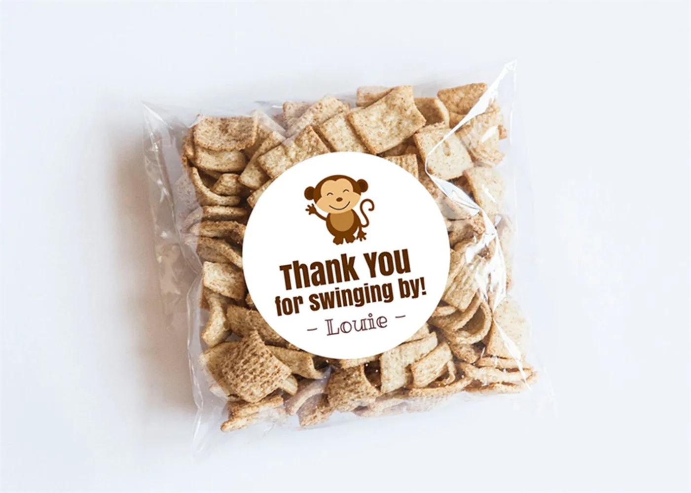 

25PCS Monkey Stickers, Monkey Theme, Thank You Labels, Monkey Birthday, Goodie Bag Labels, First Jungle Birthday Favor Bags
