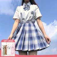 summer kawaii women pleated skirts plaid school uniforms harajuku cute high waist mini skirt preppy style a line plaid skirt