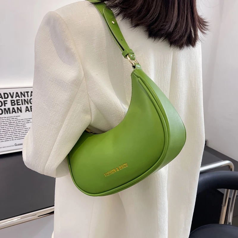 

New Pu Leather Women Shoulder Bag High Quality Ladies Half Moon Crossbody Bags for Women 2022 Summer Casual Small Handbags
