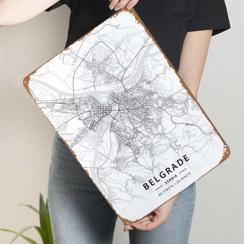 Белградская Карта Сербии искусственное металлическое украшение для стен