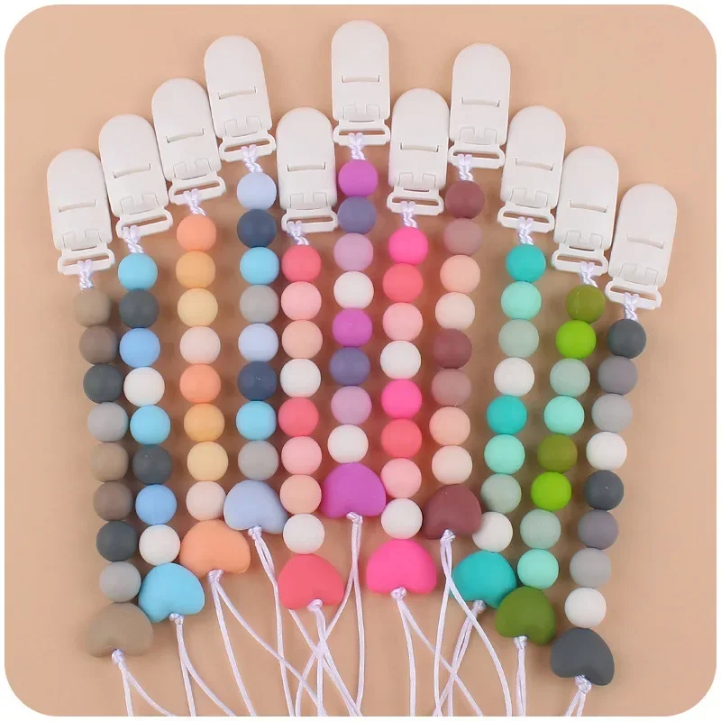 Пластиковый держатель-пустышка для младенцев силиконовая цепочка в форме сердца