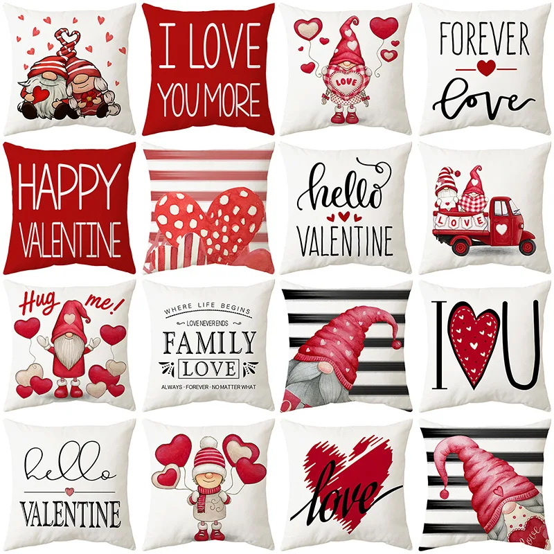 

2023 New Valentine's Day Love Print Embrace Pillowcase Home Living Room Cushion Cover Bedroom Bedside Couple Pillow Cover
