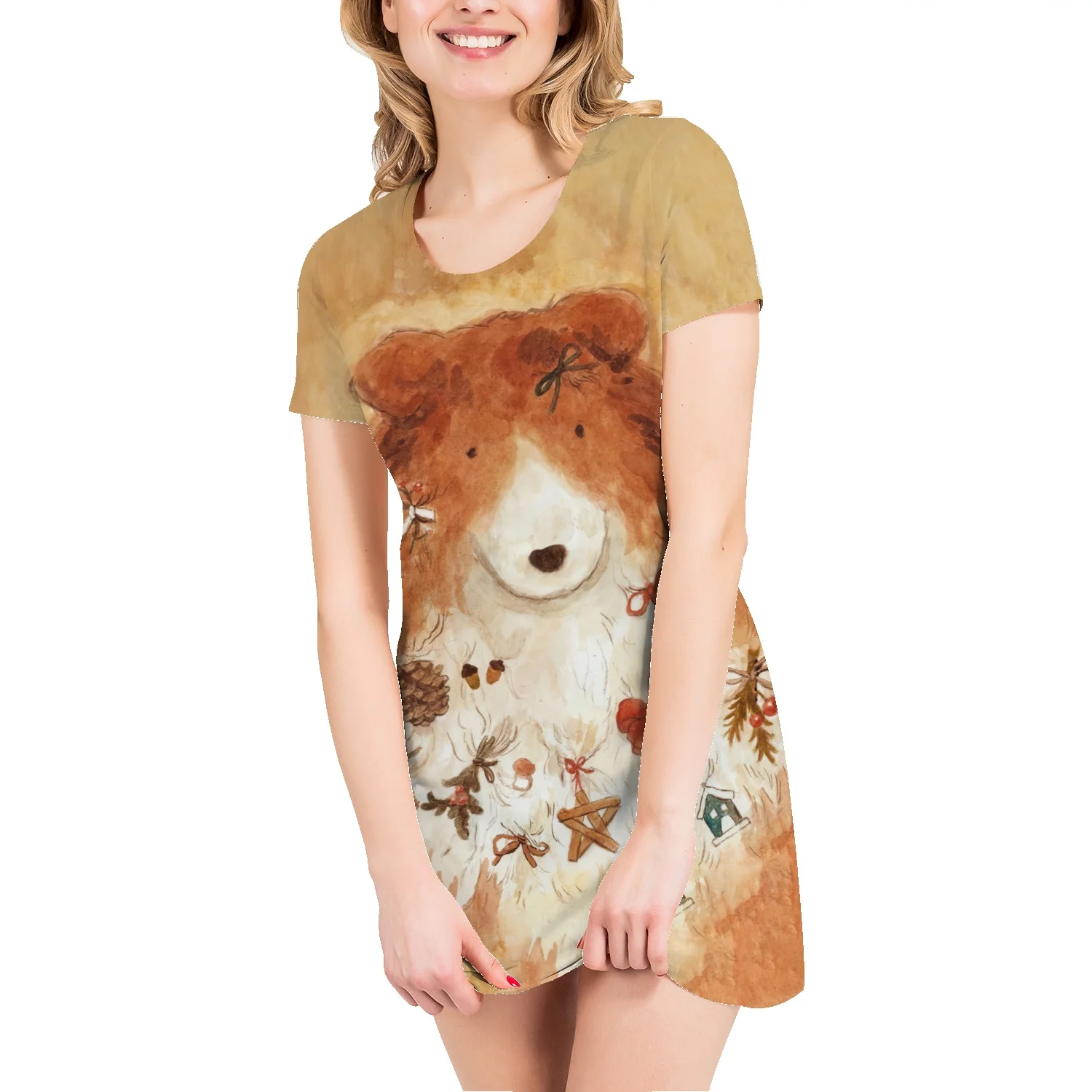 

Женская летняя юбка-футболка с круглым вырезом