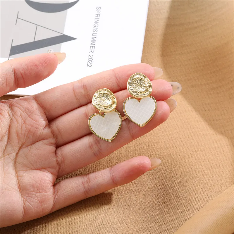 2024 модные серьги-капли в форме ракушек и сердец для женщин корейские винтажные