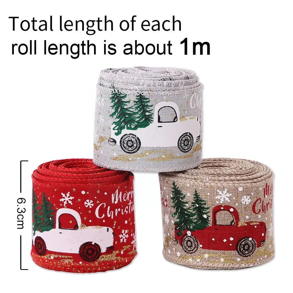 

2021 New Christmas DIY Fabric Ribbon Christmas Tree Ribbon Classic Craft Wreath Edge Bows Burlap Gift Ribbon Wrapping Wired Q0F1