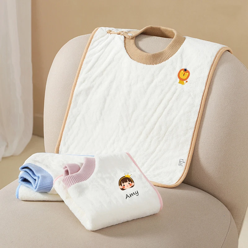 

Baby Girl Boy Bibs Coral Velvet Waterproof Washcloth Apron Bib Cartoon Towel Kids Toddler Feeding baberos Bandanas Burp Cloths