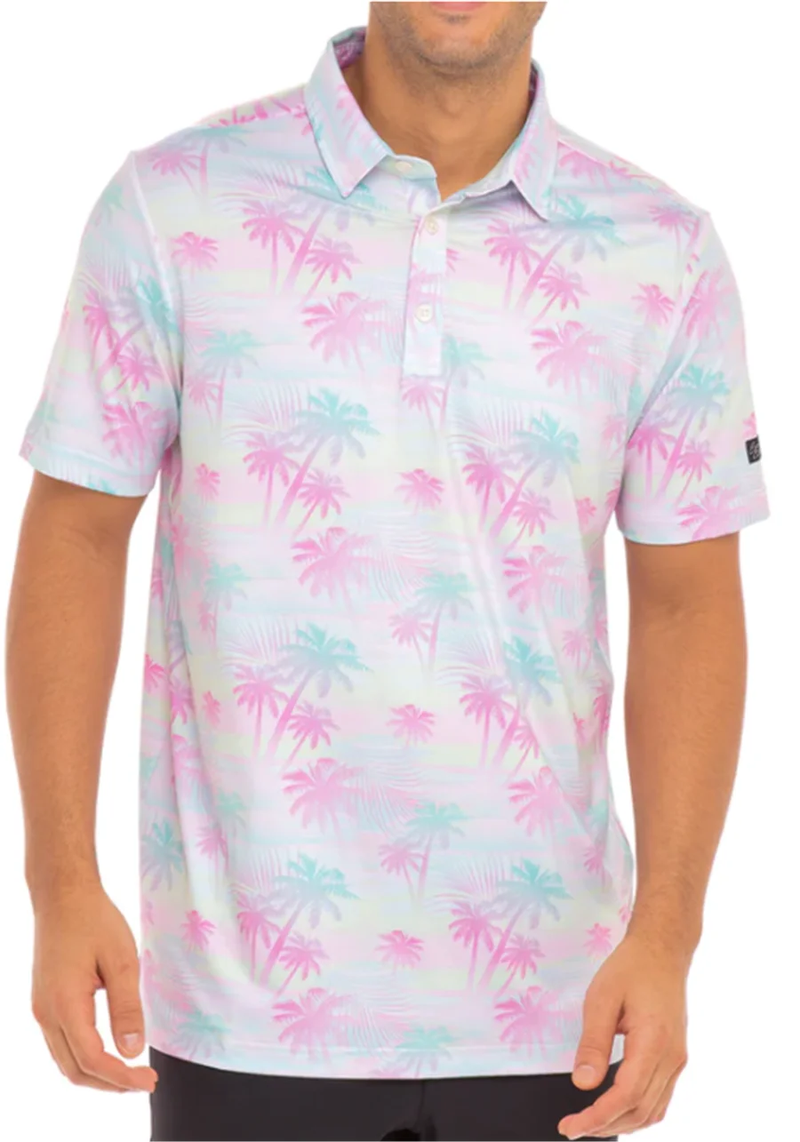 Sunday Swagger Island Coconut Tree Polo Shirt Golf Casual Versatile Short Sleeve Shirt for Men and Women T-shirt Sport Clothing