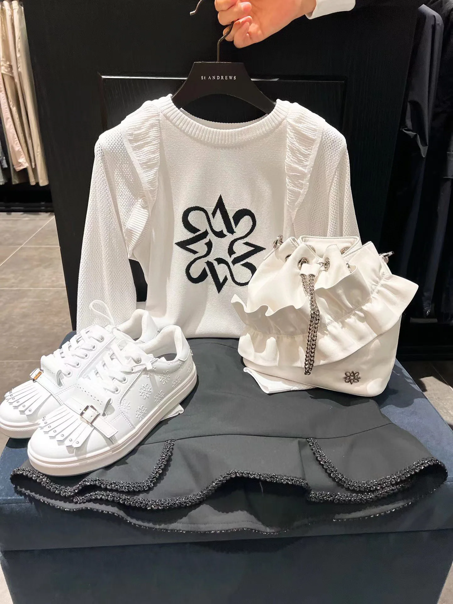 new spring autumn golf long sleeves round neck knit wear for women ladies golf wear removable sleeves knitted sweater sports top