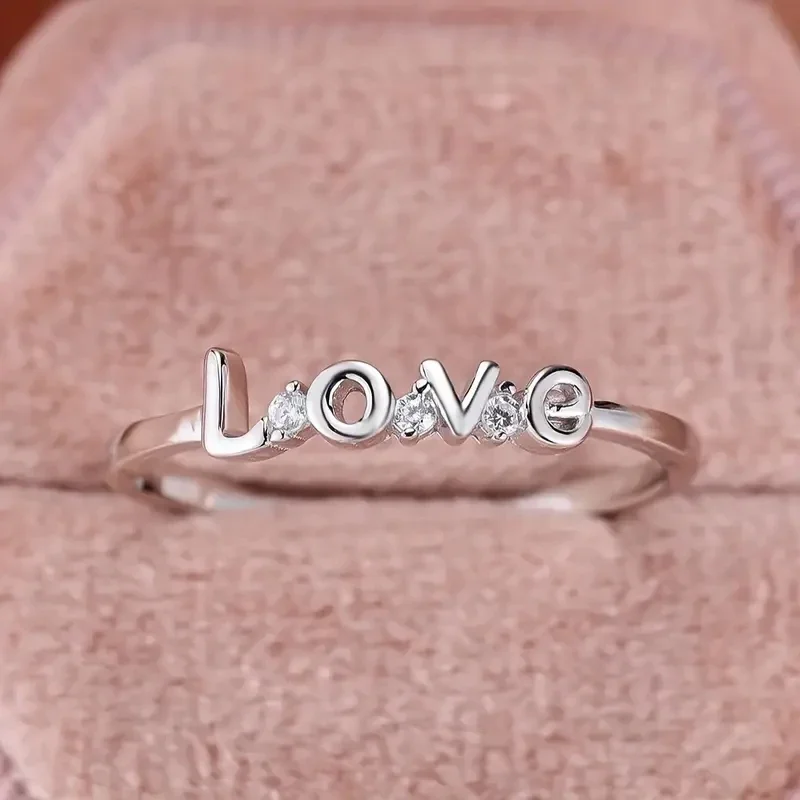 Huitan 925 серебряные кольца с надписью Love для женщин подарок на годовщину высокое