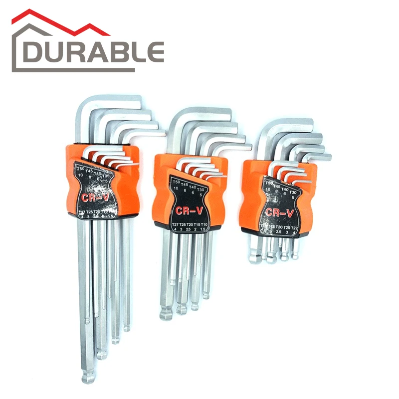 

9PCS L Type Double-End Screwdriver Hex Wrench Set Allen Key Hexagon Flat Ball Torx Star Head Spanner Key Set Hand Tools