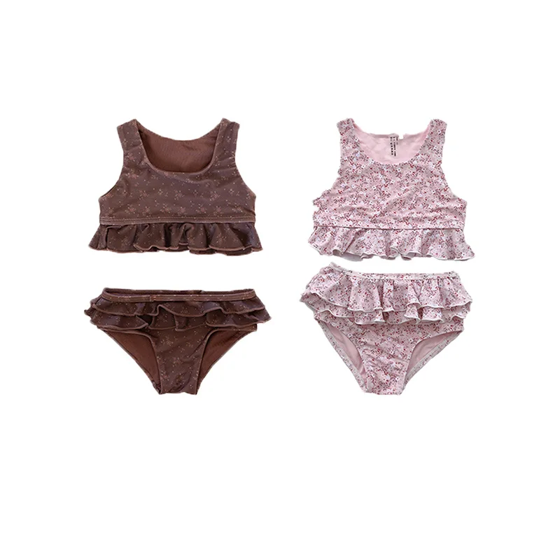 

Baby girl bikini suit cute floral ruffled children's split swimsuit girls beachwear 2 pcs Swimwearhot Beachwear hot spring suit